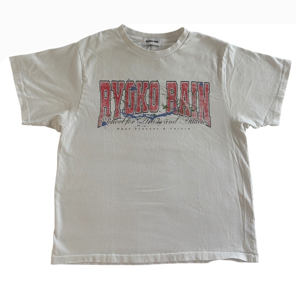Ryoko Rain Mens Small White Graphic T-Shirt School for Artists and Athletes USA